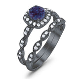Two Piece Round Natural Stone Bridal Ring