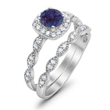 Two Piece Round Natural Stone Bridal Ring