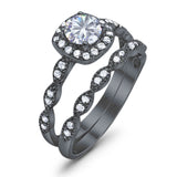 Two Piece Round Natural Stone Bridal Ring
