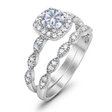 Two Piece Round Natural Stone Bridal Ring