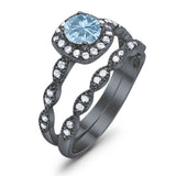 Two Piece Round Natural Stone Bridal Ring