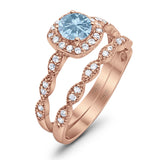 Two Piece Round Natural Stone Bridal Ring