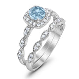 Two Piece Round Natural Stone Bridal Ring