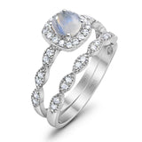 Two Piece Round Natural Stone Bridal Ring