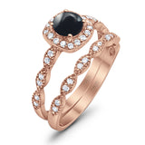 Two Piece Round Natural Stone Bridal Ring
