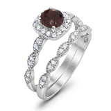 Two Piece Round Natural Stone Bridal Ring