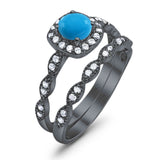 Two Piece Round Natural Stone Bridal Ring