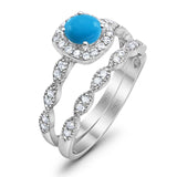Two Piece Round Natural Stone Bridal Ring
