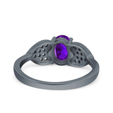 Art Deco Oval Natural Stone Promise Ring