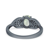 Art Deco Oval Natural Stone Promise Ring