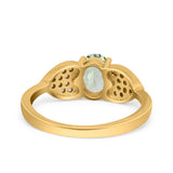 Art Deco Oval Natural Stone Promise Ring
