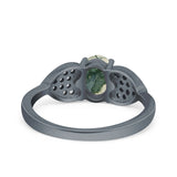Art Deco Oval Natural Stone Promise Ring