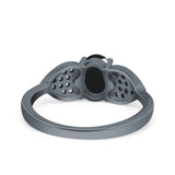 Art Deco Oval Natural Stone Promise Ring
