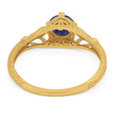Round Natural Stone Leaf Vintage Style Ring