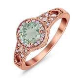 Art Deco Round Natural Stone Halo Ring