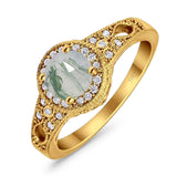 Art Deco Round Natural Stone Halo Ring