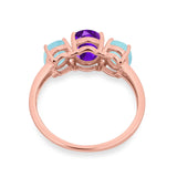 Art Deco Oval Natural Stone Trio Ring