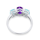 Art Deco Oval Natural Stone Trio Ring