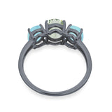 Art Deco Oval Natural Stone Trio Ring
