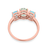 Art Deco Oval Natural Stone Trio Ring