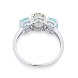 Art Deco Oval Natural Stone Trio Ring