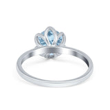Floral Round Natural Stone Solitaire Ring