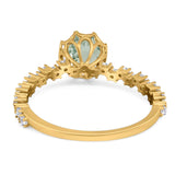 Art Deco Round Natural Stone Wedding Ring
