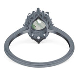 Art Deco Round Natural Stone Halo Ring