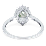 Art Deco Round Natural Stone Halo Ring