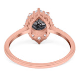 Art Deco Round Natural Stone Halo Ring