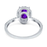 Art Deco Oval Natural Stone Halo Ring