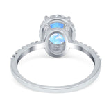 Art Deco Oval Natural Stone Halo Ring