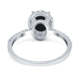 Art Deco Oval Natural Stone Halo Ring