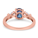 Oval Natural Stone Three Stone Ring