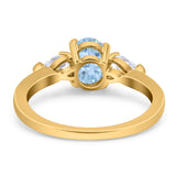 Oval Natural Stone Three Stone Ring