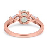 Oval Natural Stone Three Stone Ring