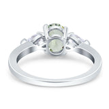 Oval Natural Stone Three Stone Ring