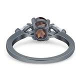 Oval Natural Stone Three Stone Ring