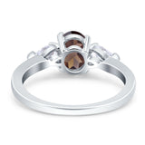 Oval Natural Stone Three Stone Ring