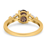 Oval Natural Stone Three Stone Ring