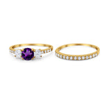Three Stone Round Vintage Style Ring