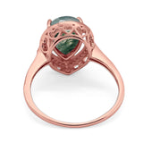 Art Deco Pear Natural Stone Wedding Ring