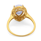 Art Deco Pear Natural Stone Wedding Ring