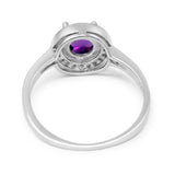 Vintage Style Halo Round Natural Stone Ring