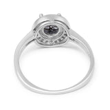 Vintage Style Halo Round Natural Stone Ring