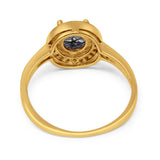 Vintage Style Halo Round Natural Stone Ring
