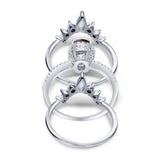 Three Piece Oval Natural Stone Chevron Ring