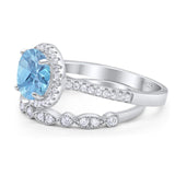 Two Piece Round Natural Stone Bridal Ring