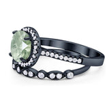 Two Piece Round Natural Stone Bridal Ring
