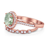 Two Piece Round Natural Stone Bridal Ring